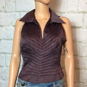 JS Collections Petite Collared Sleeveless Top